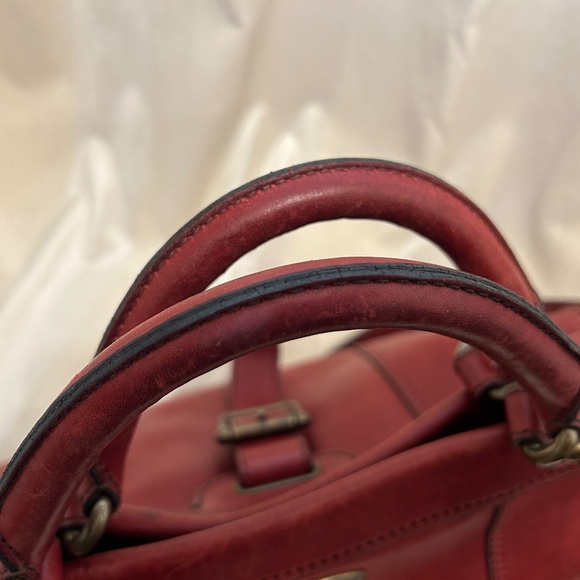 😍🌻 FOSSIL dark warm red Genuine Leather Crossbody Messenger Bag Satchel … - Picture 10 of 13